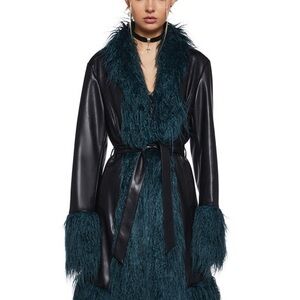Delia’s x Dolls Kill Wicked Bohemian Gig Faux Fur Coat • XXL • Black / Dark Teal